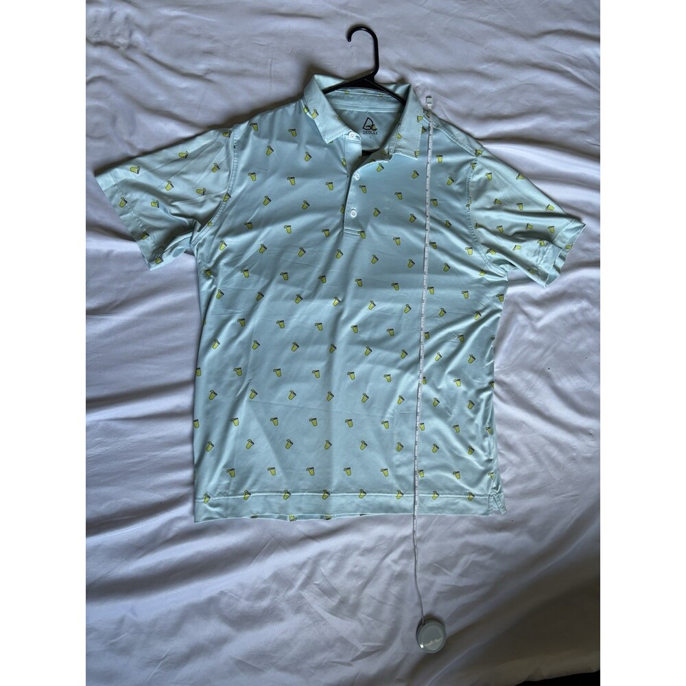 2 Deolax Polo Shirt Mens Large Cocktail Print Blue Golf Performance Stretch - Picture 8 of 16
